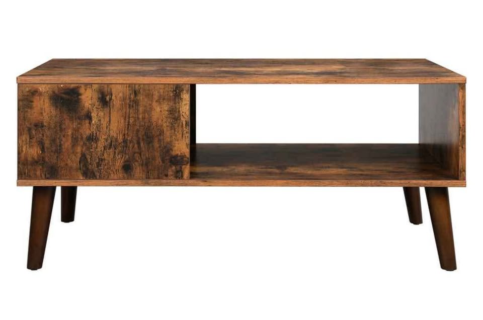 Brown Wood Coffee Table with Storage Shelf - photo 3