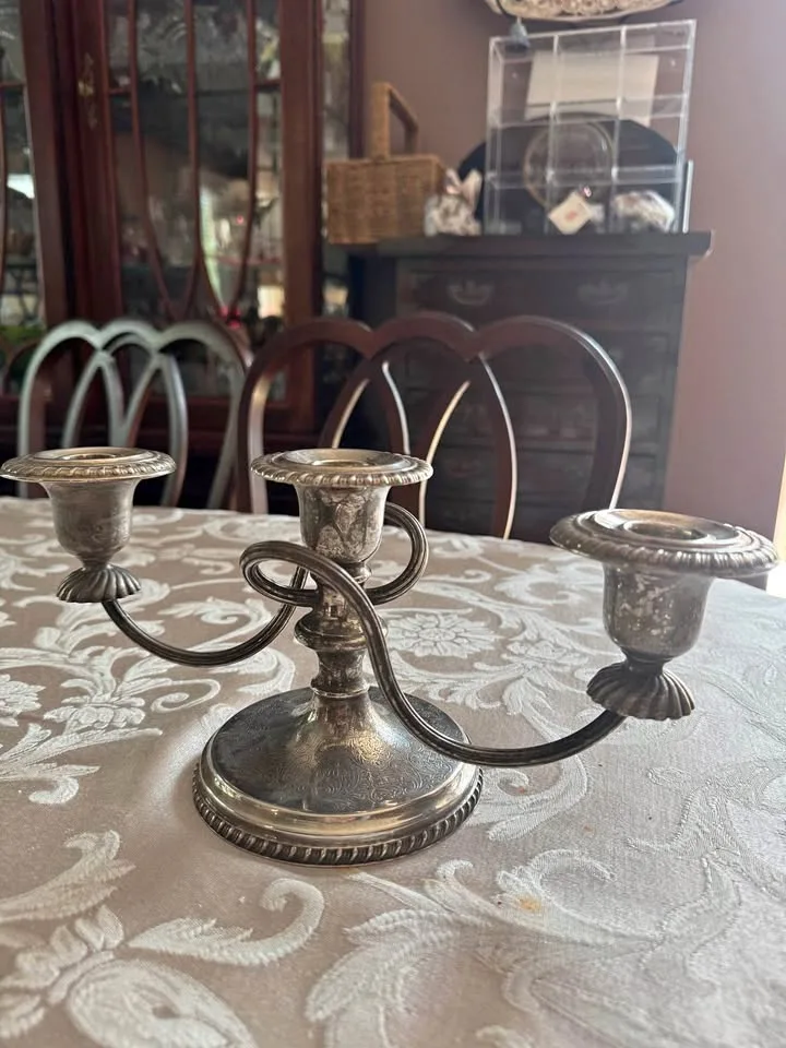 Beautiful Plated Silver Candelabra thumbnail