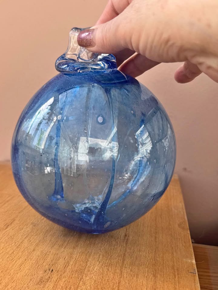Gorgeous Blue Kitras Art Glass Witch Ball