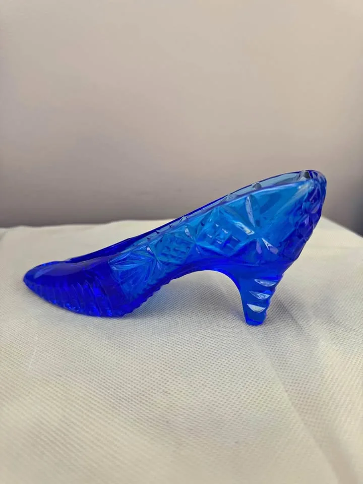Rare Vintage Cobalt Blue Crystal Shoe Figurine thumbnail