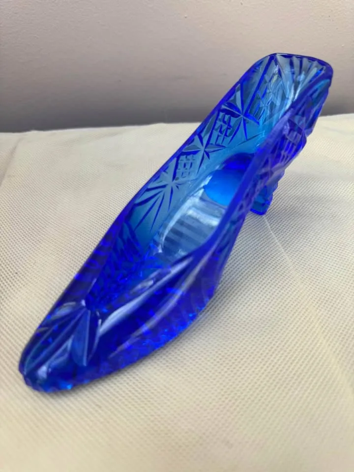 Rare Vintage Cobalt Blue Crystal Shoe Figurine image indicator(2)