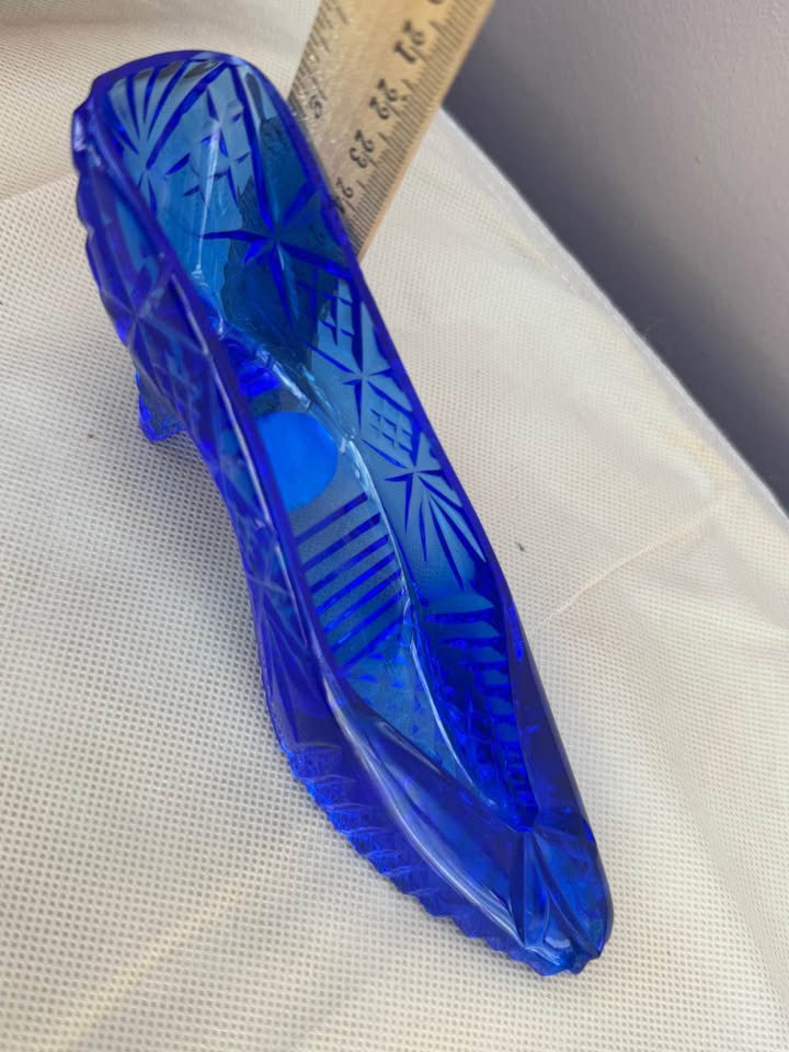 Rare Vintage Cobalt Blue Crystal Shoe Figurine - photo 3