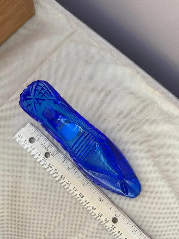 Rare Vintage Cobalt Blue Crystal Shoe Figurine image indicator(4)