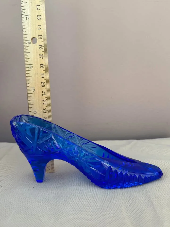 Rare Vintage Cobalt Blue Crystal Shoe Figurine image indicator(5)