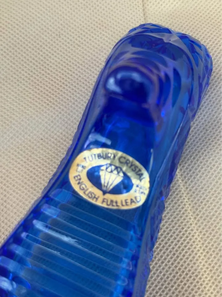 Rare Vintage Cobalt Blue Crystal Shoe Figurine image indicator(7)