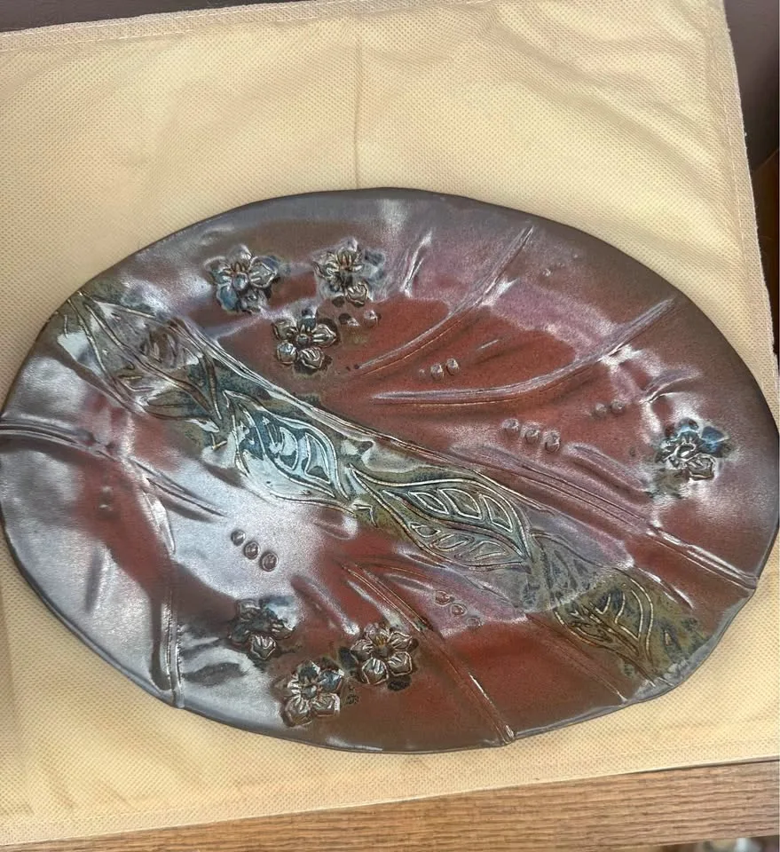 Beautiful Oval Hand Crafted Pottery Plate/Platter thumbnail