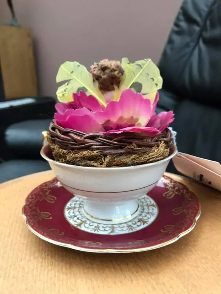 Lovely Handmade Porcelain Flower Fairy in a Vintage Tea Cup image indicator(5)