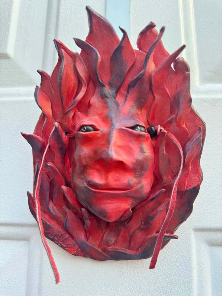 Flaming Wizard Pottery Wall Plaque