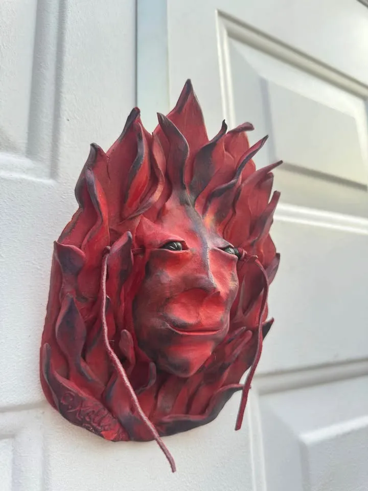 Flaming Wizard Pottery Wall Plaque image indicator(2)