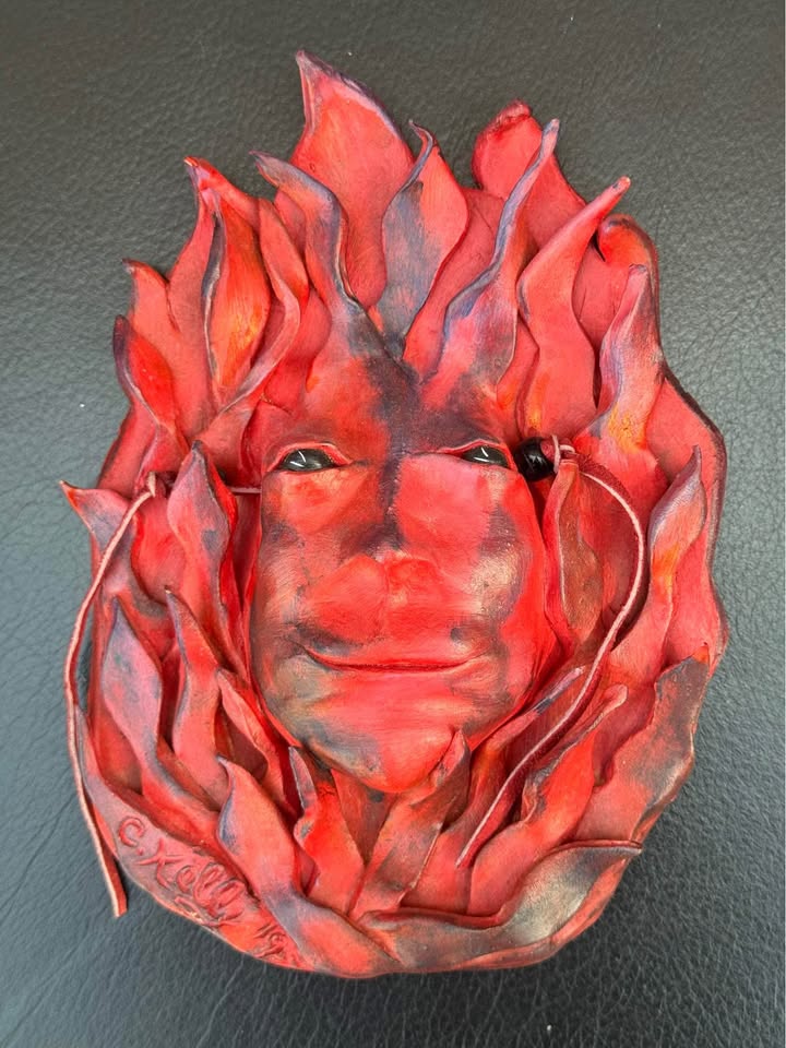 Flaming Wizard Pottery Wall Plaque - photo 3