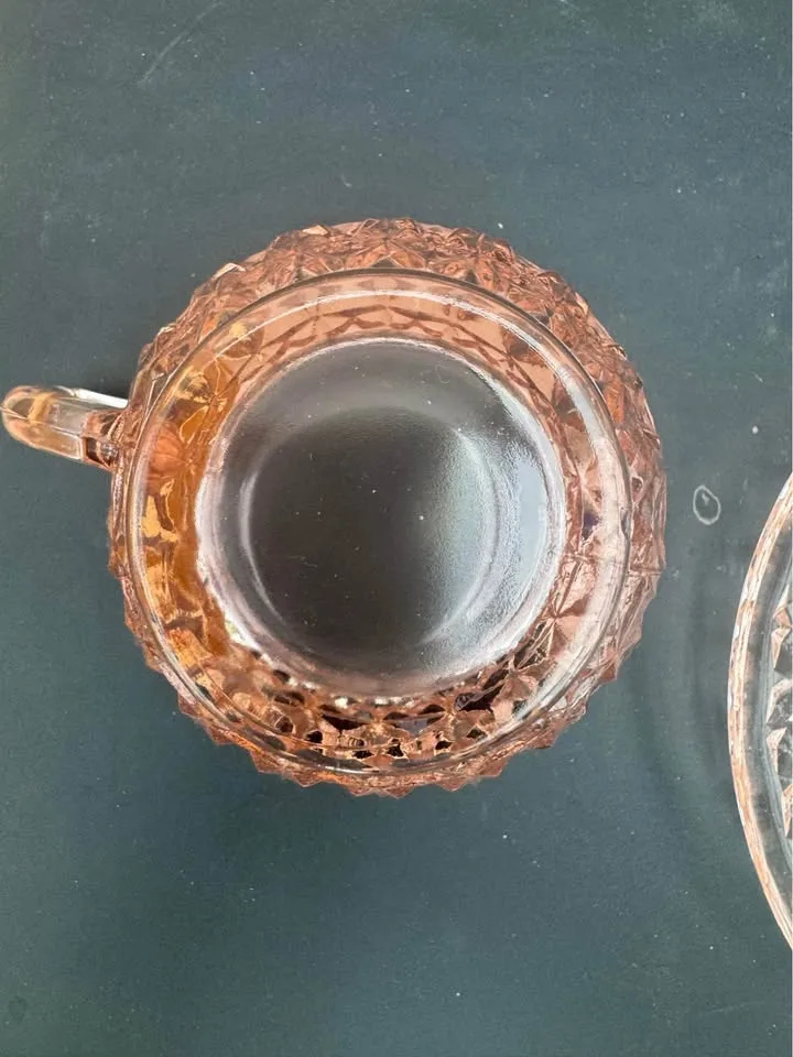 Vintage Pink Depression Glass Tea Cup and Saucer image indicator(5)