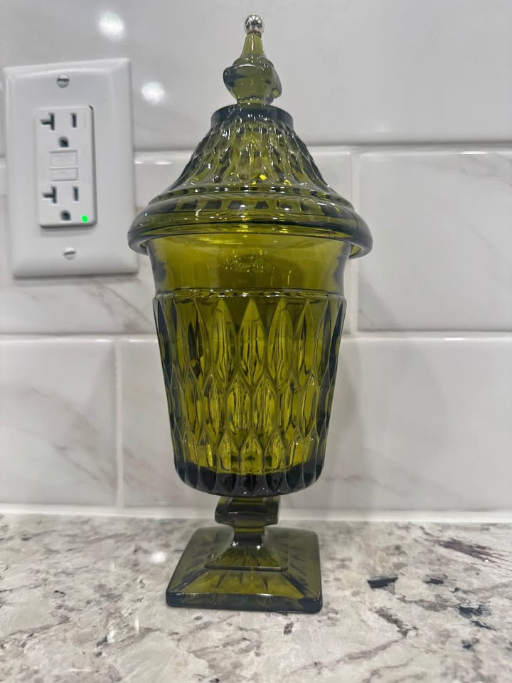 Stunning Vintage Glass Candy Container