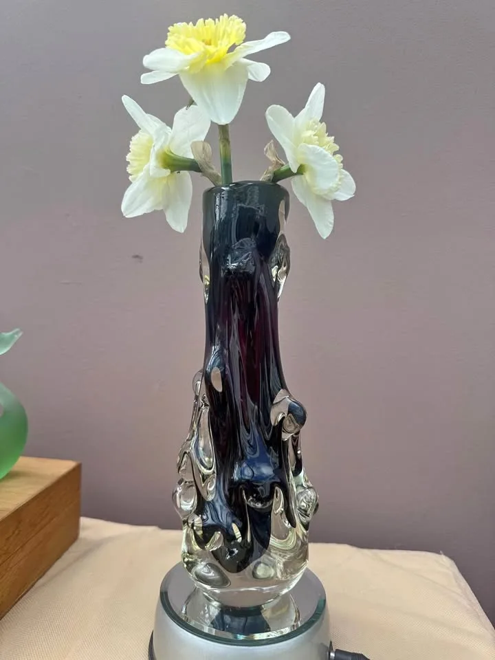 Lovely Deep Purple Hand Blown Glass Vase thumbnail