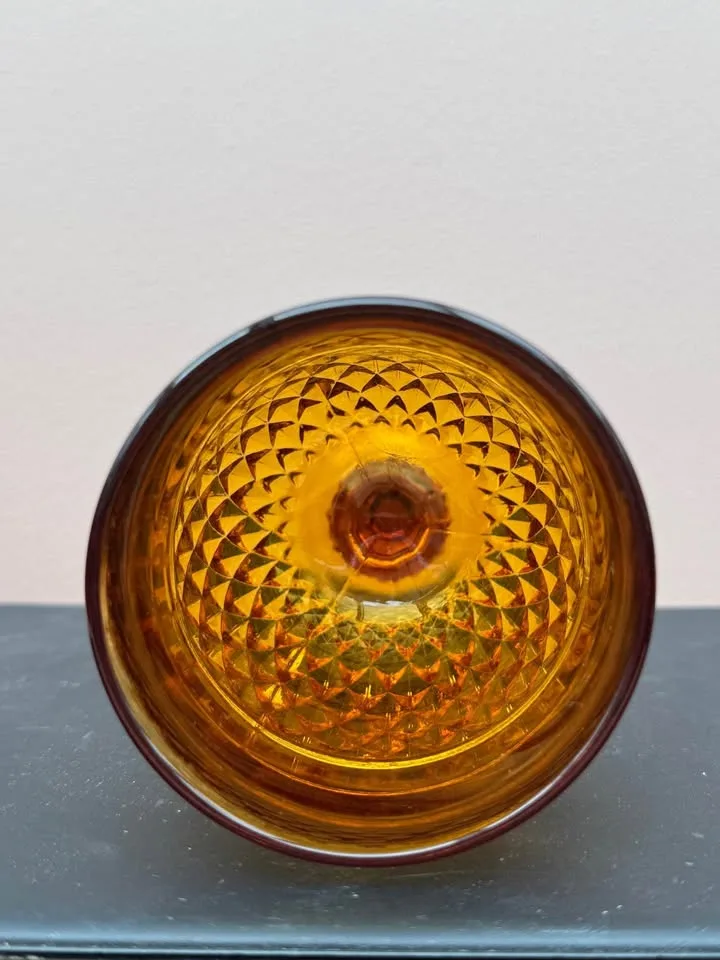 Vintage Amber Indiana Glass Diamond Point Goblet image indicator(3)