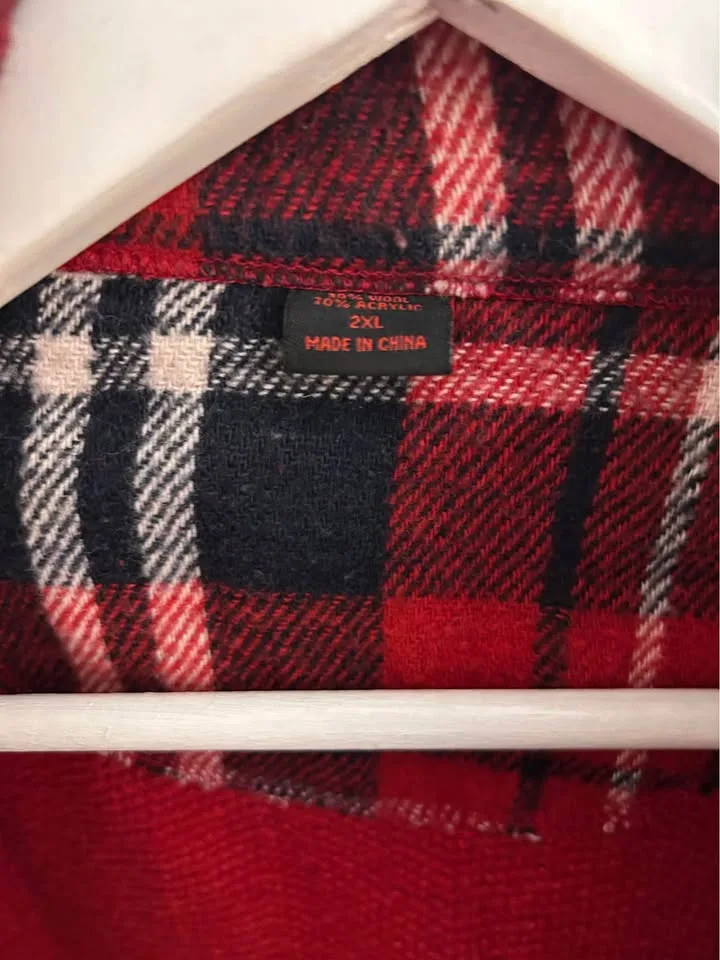 2XL Red Plaid Wool Blend Jacket image indicator(3)