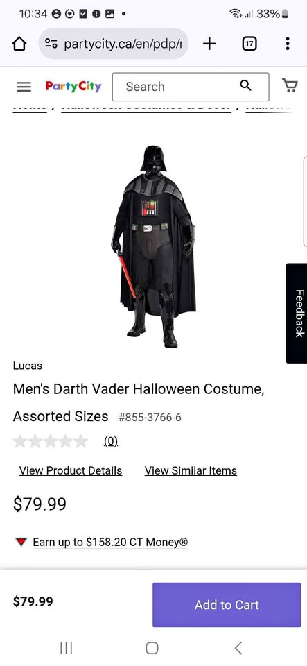 Men's Darth Vader Halloween Costume with Mask