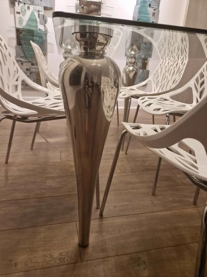 Tempered Glass Dining Table with 6 Chairs image indicator(3)