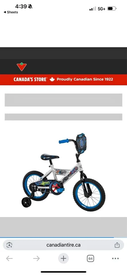 Kids bike with training wheels thumbnail