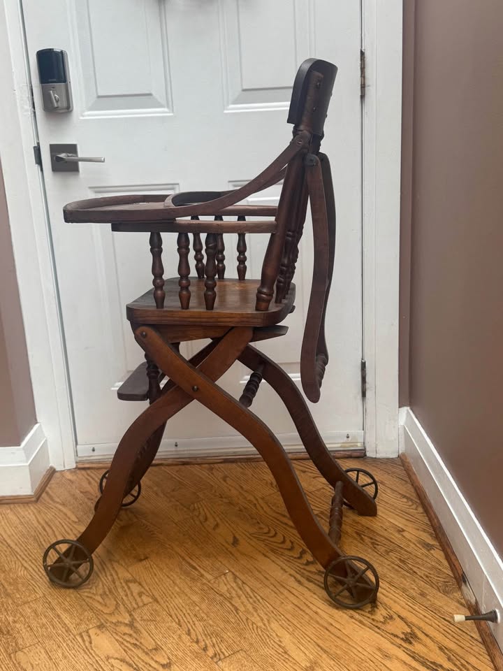 Antique Solid Wood Convertible High Chair / Walker - photo 2