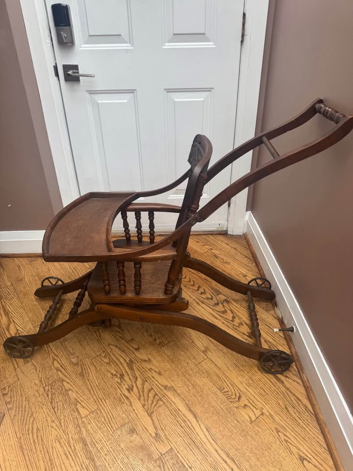 Antique Solid Wood Convertible High Chair / Walker - photo 3