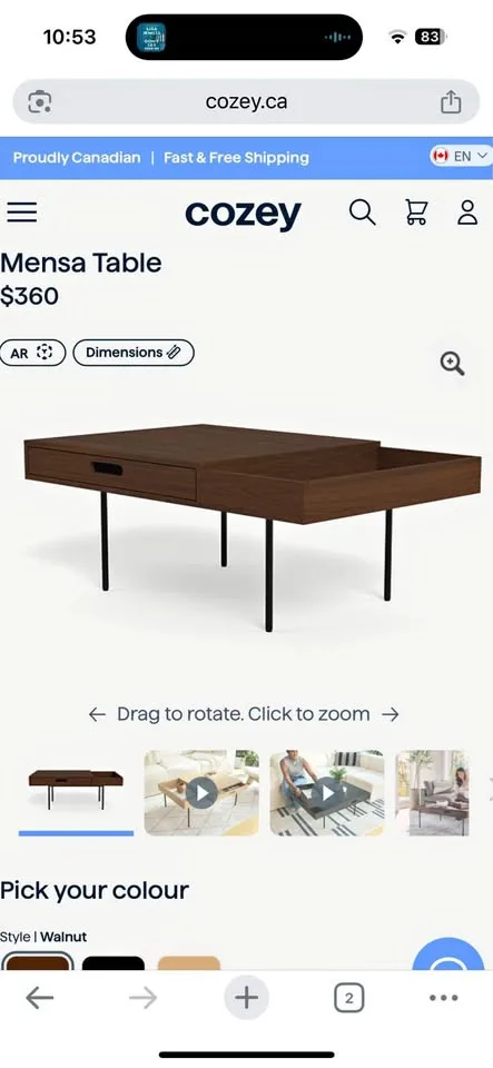 Cozey brandcoffee table and side table combo