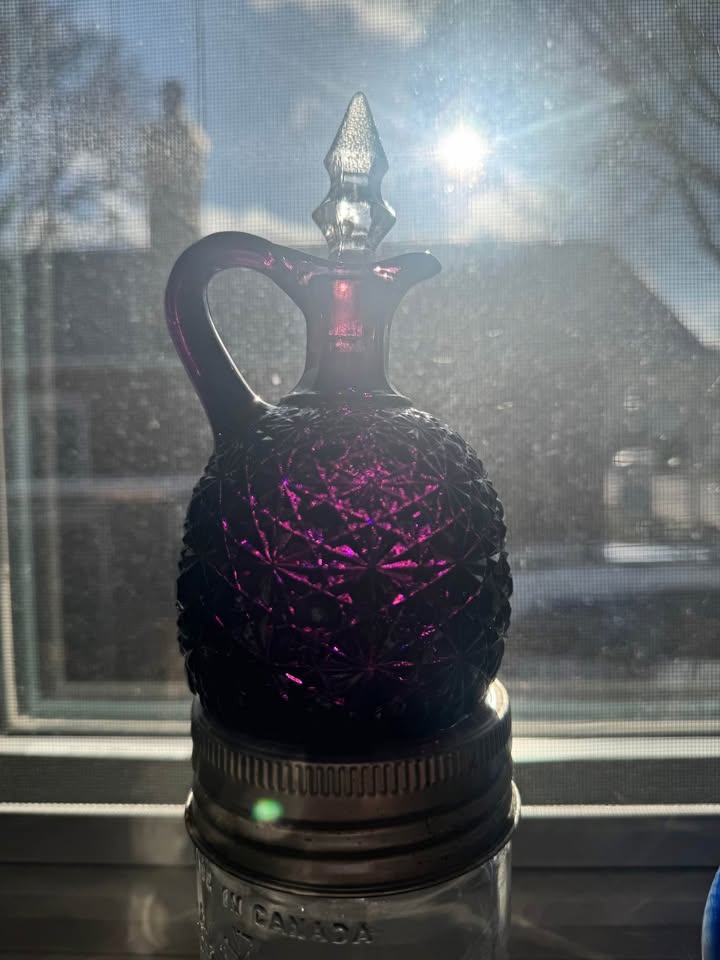 Amethyst Glass Cruet Fenton L.G.Wright Daisy Button - photo 5