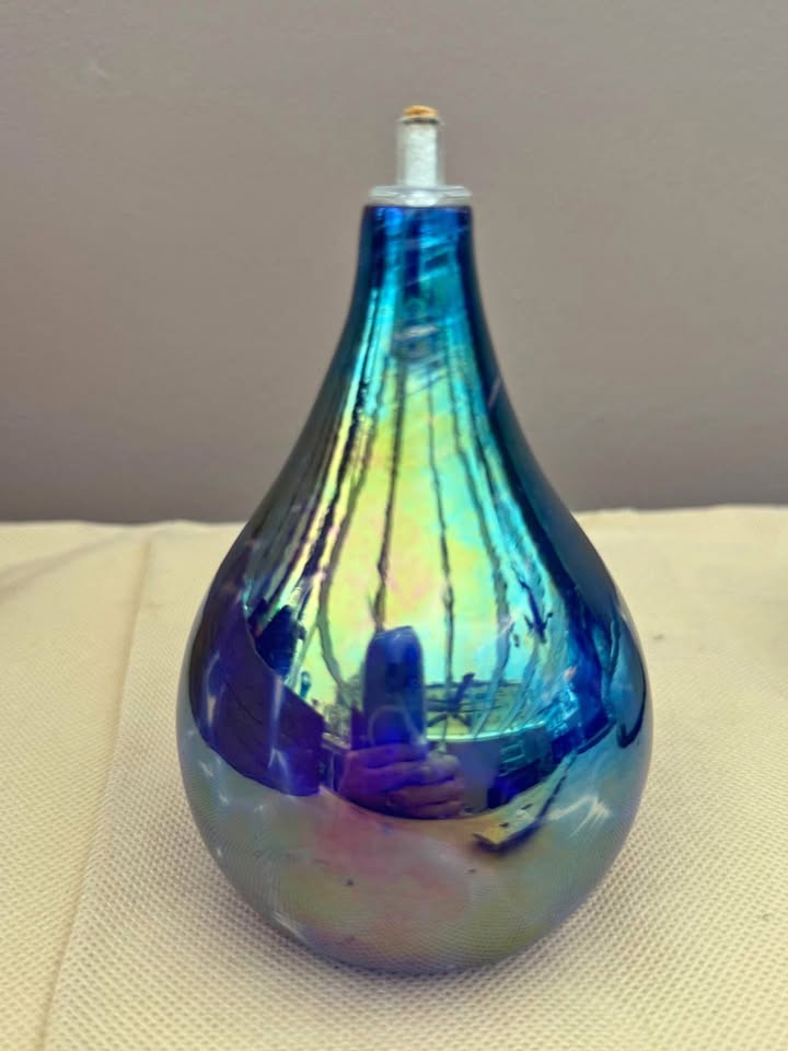 Stunning Cobalt Blue Hand Crafted Oil Lamp