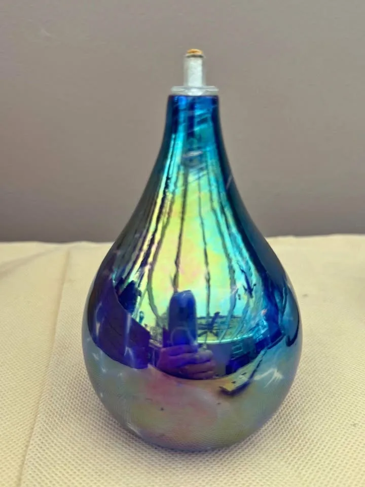 Stunning Cobalt Blue Hand Crafted Oil Lamp thumbnail