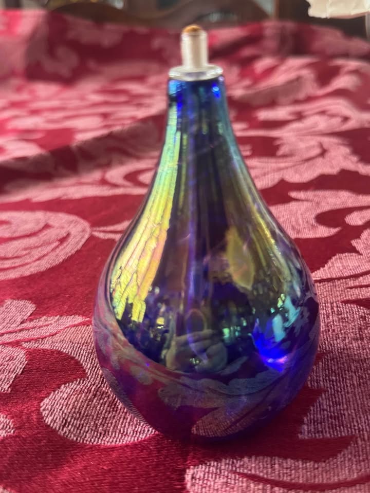 Stunning Cobalt Blue Hand Crafted Oil Lamp - photo 3