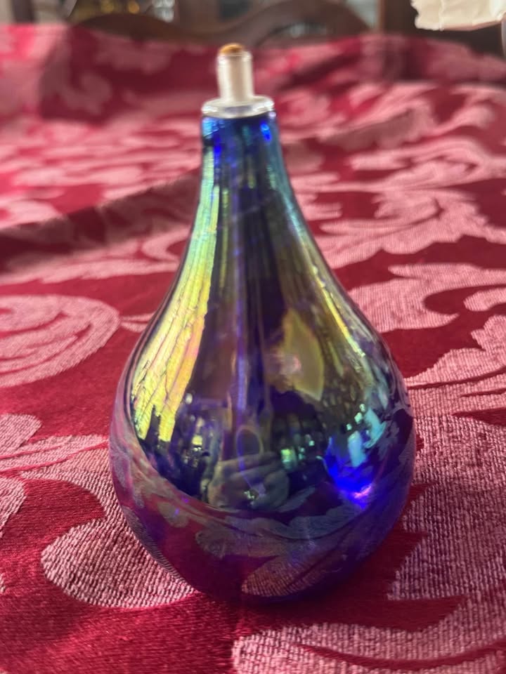 Stunning Cobalt Blue Hand Crafted Oil Lamp - photo 4