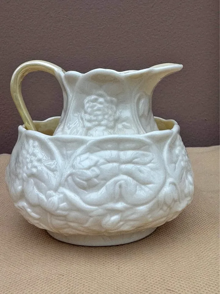 Beautiful Belleek China Cream and Sugar thumbnail