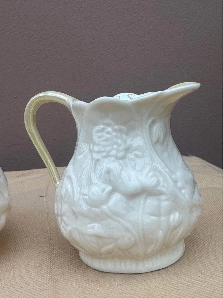 Beautiful Belleek China Cream and Sugar image indicator(2)
