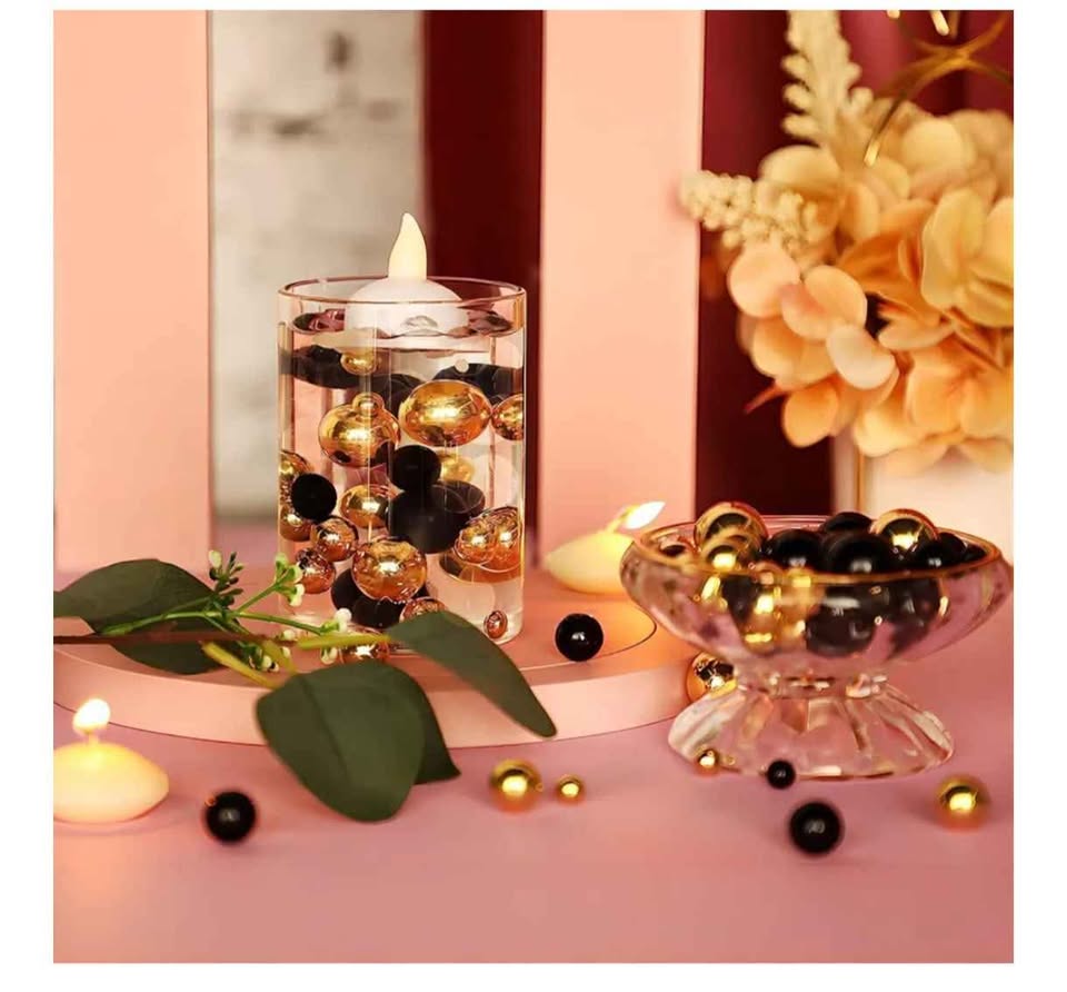 🧡12 Cylinder Vases with Candles & Gold/Black Fillers🧡 - photo 2