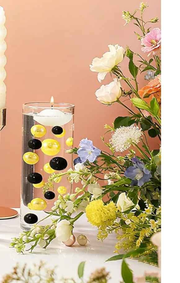 🧡12 Cylinder Vases with Candles & Gold/Black Fillers🧡 - photo 4