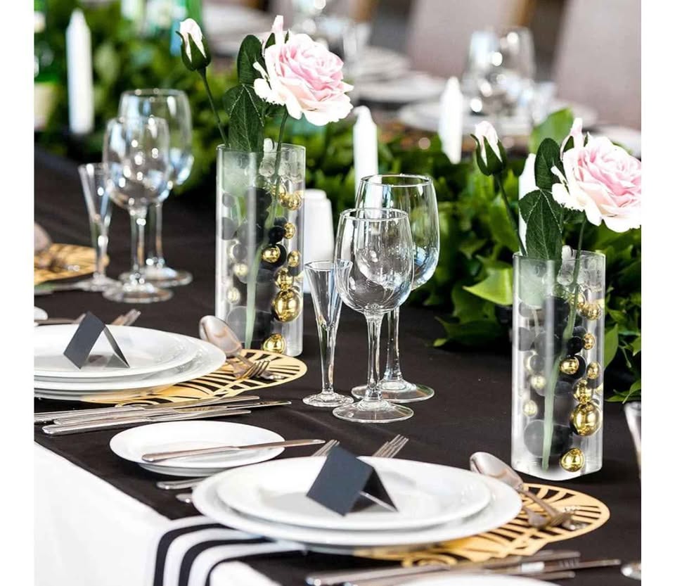 🧡12 Cylinder Vases with Candles & Gold/Black Fillers🧡 - photo 5