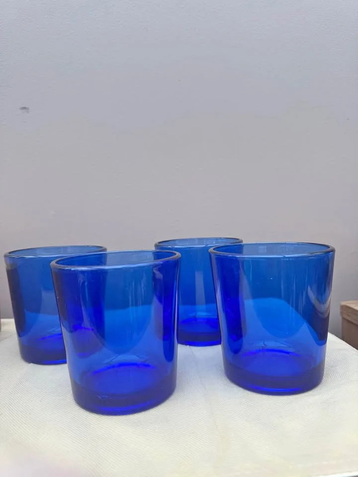 Beautiful Set of 4 Cobalt Blue “Old Fashion” Glasses thumbnail
