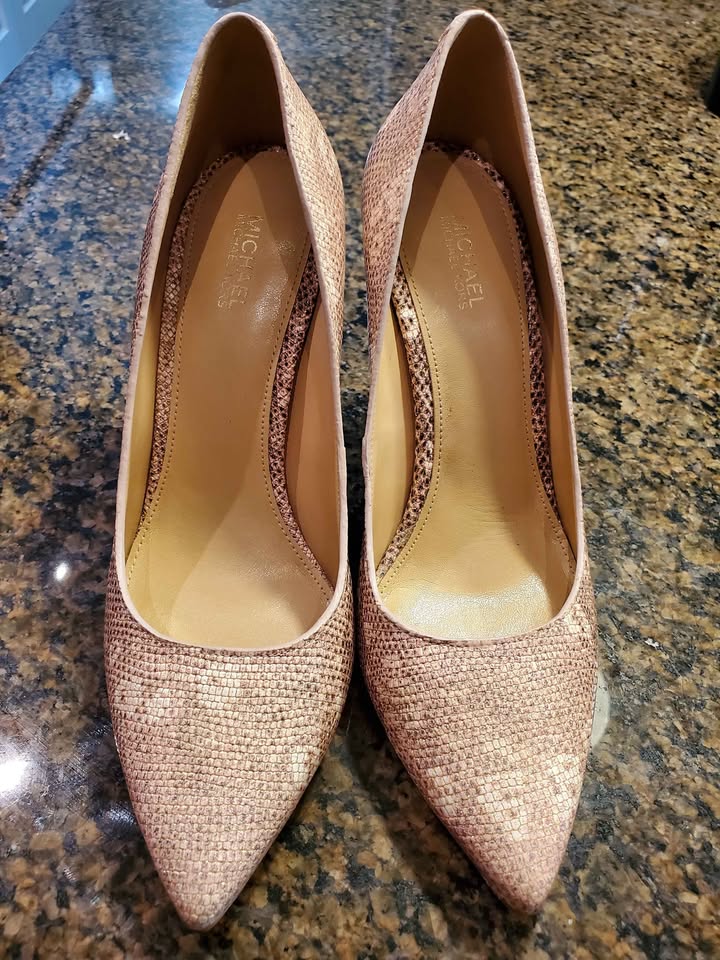 Elegant Nude MK Claire Embossed Leather Pump