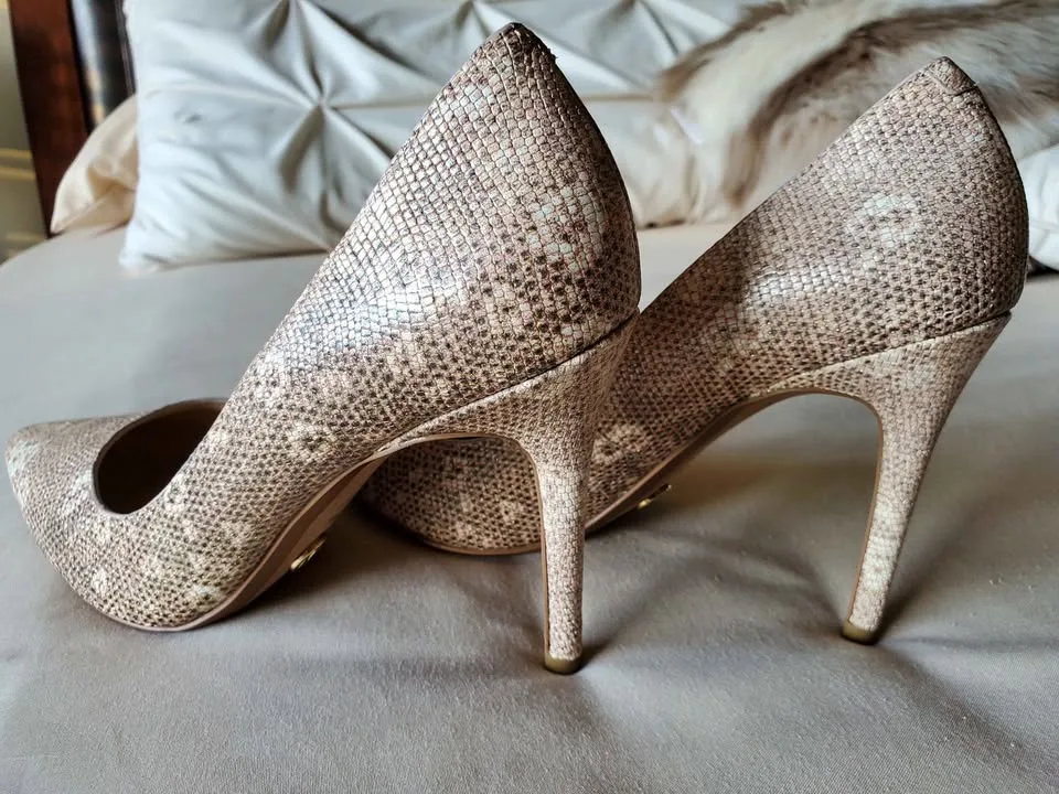 Elegant Nude MK Claire Embossed Leather Pump image indicator(2)