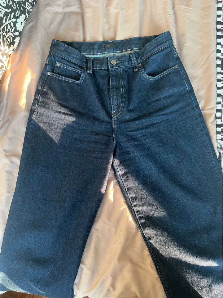 Uniqlo Wide Straight High Rise Jeans Navy Size 28 image indicator(2)