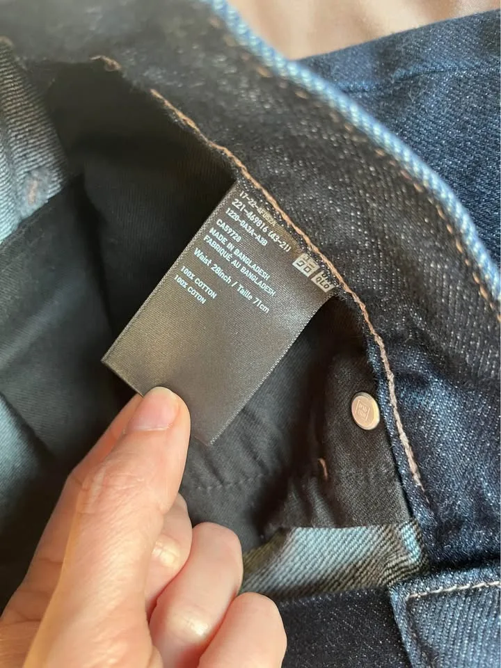 Uniqlo Wide Straight High Rise Jeans Navy Size 28 image indicator(4)