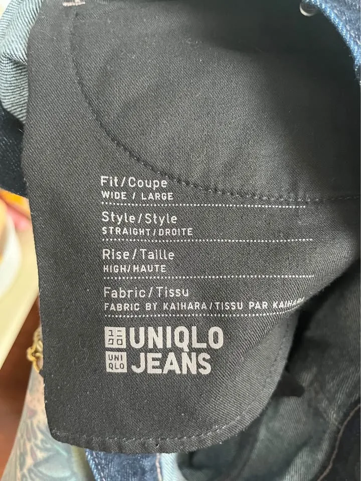 Uniqlo Wide Straight High Rise Jeans Navy Size 28 image indicator(5)