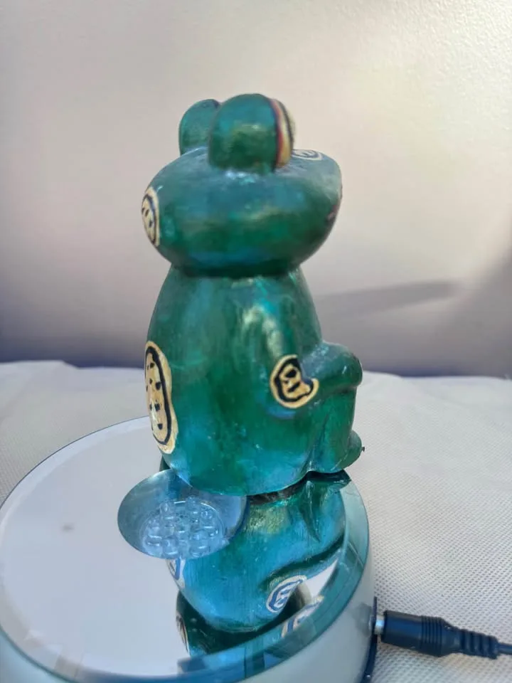 Whimsical Hand Carved and Painted Wooden Frog Figurine image indicator(3)