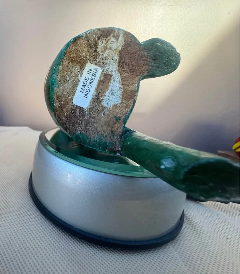 Whimsical Hand Carved and Painted Wooden Frog Figurine image indicator(6)