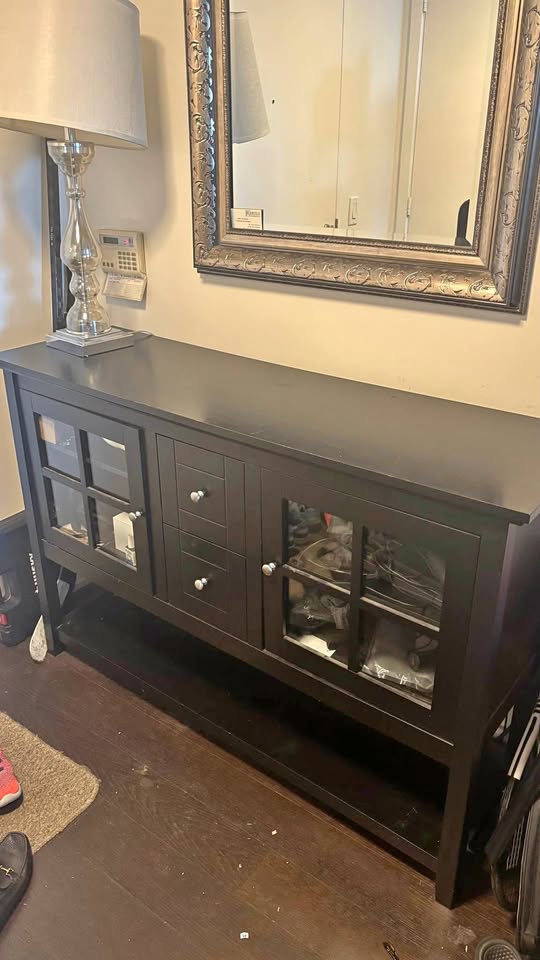 Black Cabinet with Glass Doors (move out sale)