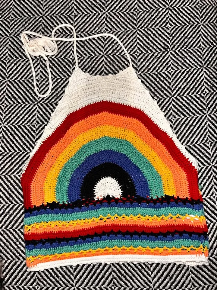 Crochet rainbow tank top thumbnail