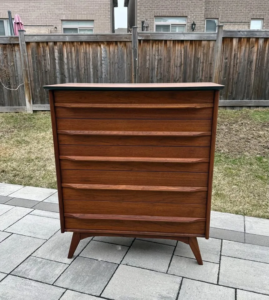 Mcm walnut tall boy refinished image indicator(4)