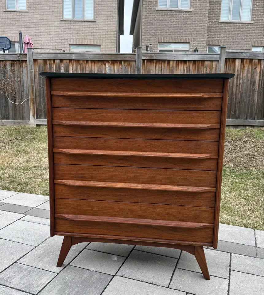 Mcm walnut tall boy refinished image indicator(5)