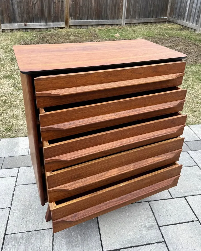 Mcm walnut tall boy refinished image indicator(7)