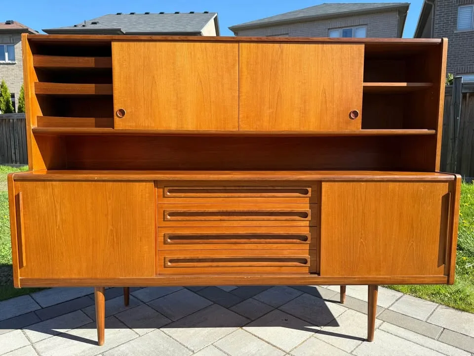 Mcm Danish teak credenza and hutch image indicator(10)