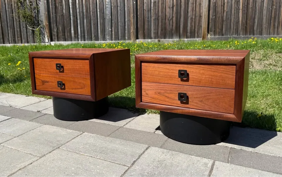 Mcm teak Nightstand refinished image indicator(4)